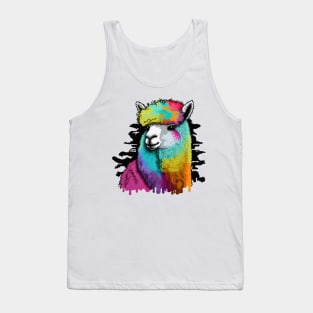 Alpaca Llama Rainbow Graffiti Tank Top